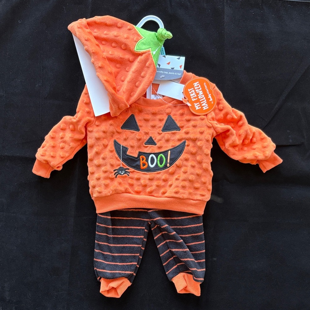 BABY STARTERS 6M Orange Pumpkin 3pc set